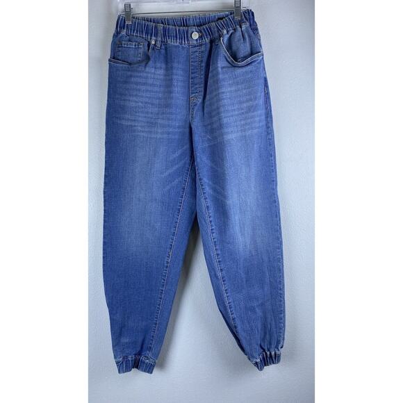 Blank NYC Size 28 Denim Womens Pull On Jogger Distressed Whiskering - Picture 1 of 10